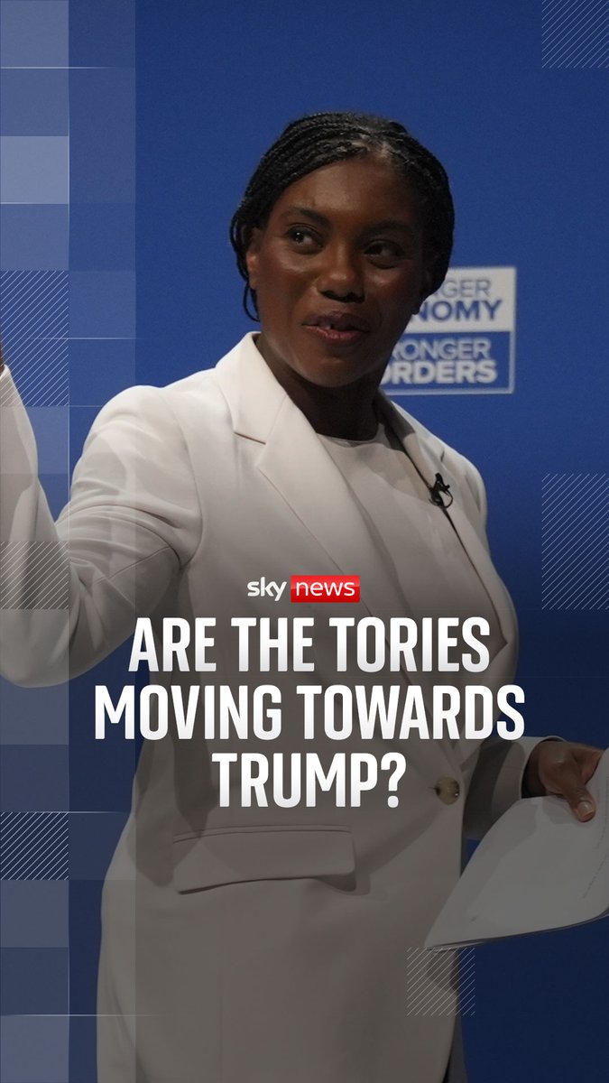 During her speech at the Tory conference, Kemi Badenoch spoke about her policy to leave the ECHR and carry out 'ICE-style' deportations if she wins the next election. Sky's @AmandaAkass asks if the Tories are moving towards Trump ⬇️ Read more 🔗