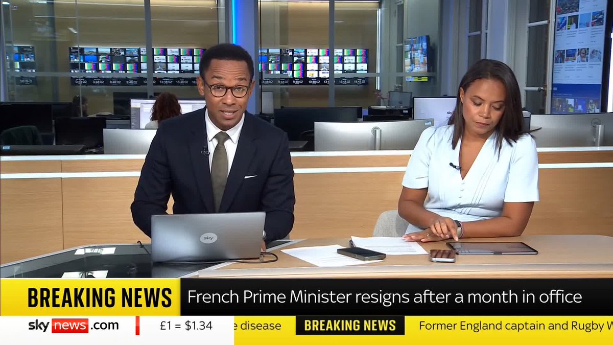 BREAKING: French Prime Minister Sébastien Lecornu has resigned. He had only been in office for a month. 📺 Sky 501, Virgin 602, Freeview 233 and YouTube