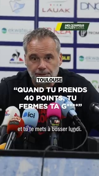 Battu 40-26 par Bayonne en clôture de la 5e journée de Top 14, Ugo Mola n'y est pas allé par quatre chemins en conférence de presse. Les Toulousains vont retourner à l'entraînement pour éviter de tels résultats à l'avenir.