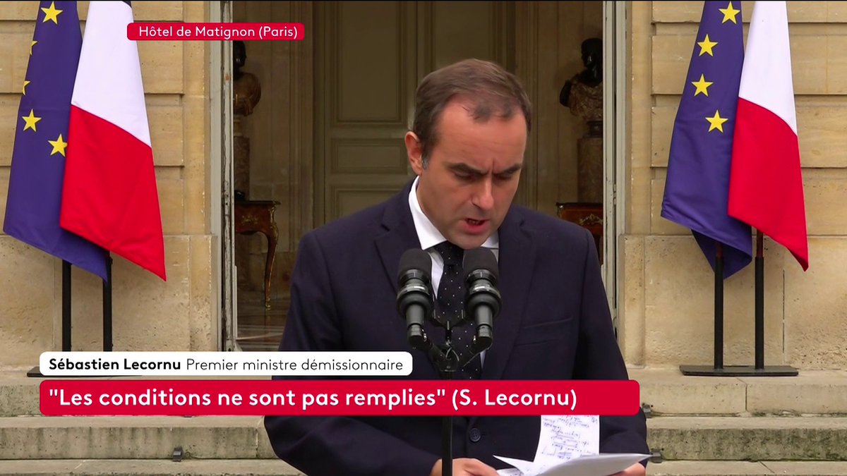 🔴 "Le dernier message que j'aimerais dire aux Français, c'est qu'il suffirait de peu pour que ça fonctionne, en étant plus désintéressé pour beaucoup, et en sachant faire preuve d'humilité (...)". 🗣 Sébastien Lecornu, Premier ministre démissionnaire. #canal16