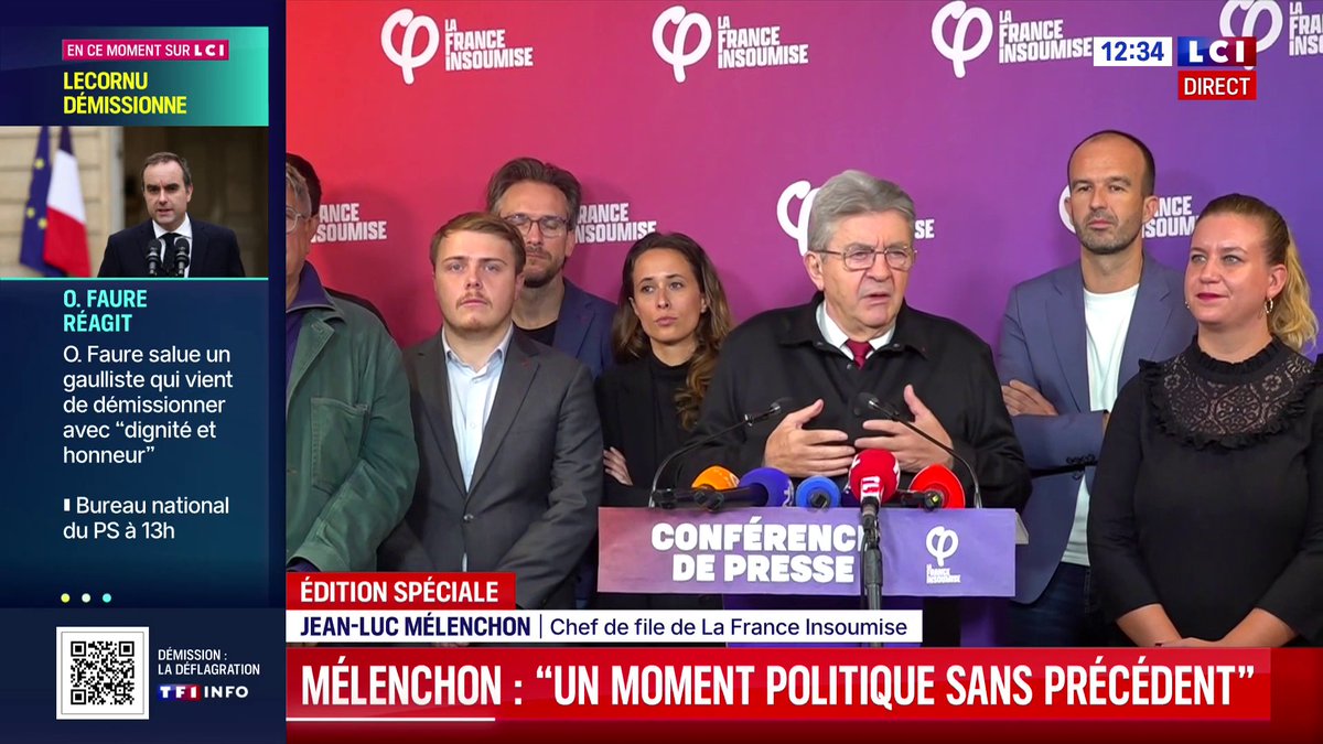 🚨ALERTE IN Jean-Luc Mélenchon dénonce la légitimité démocratique d’Emmanuel Macron et affirme qu’il est à l’origine du chaos. La France insoumise (LFI) va également tout faire pour que la motion de destitution soit examinée.