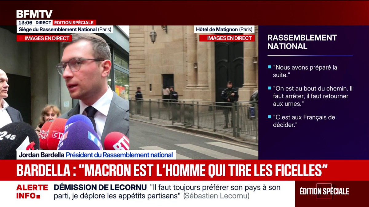 "La destitution (d'Emmanuel Macron) n'a pas de chance d'aboutir compte tenu de l'état des forces du Parlement", estime Jordan Bardella