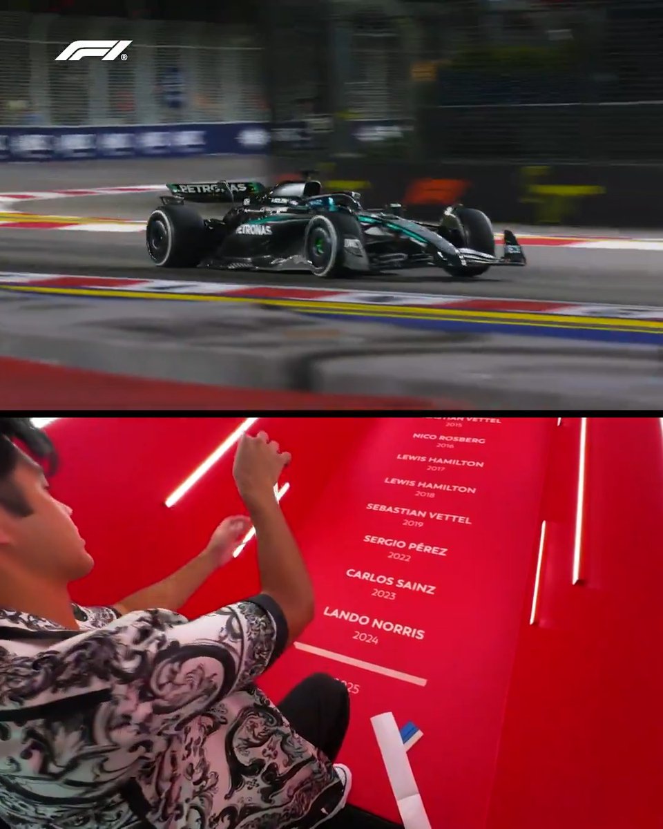 George's name is added to Singapore folklore by Ross Butler! ✍️👊 #F1 #SingaporeGP