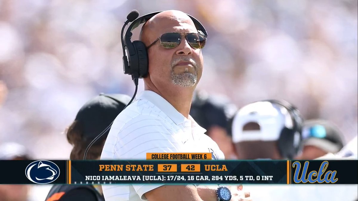 "James Franklin's been there a long time! Ryan Day wouldn't have lasted. If he did what James Franklin's doing at Penn State, he wouldn't have kept his job. There's certain places in America you don't keep your job with those results." – DP on Penn State's loss to UCLA.