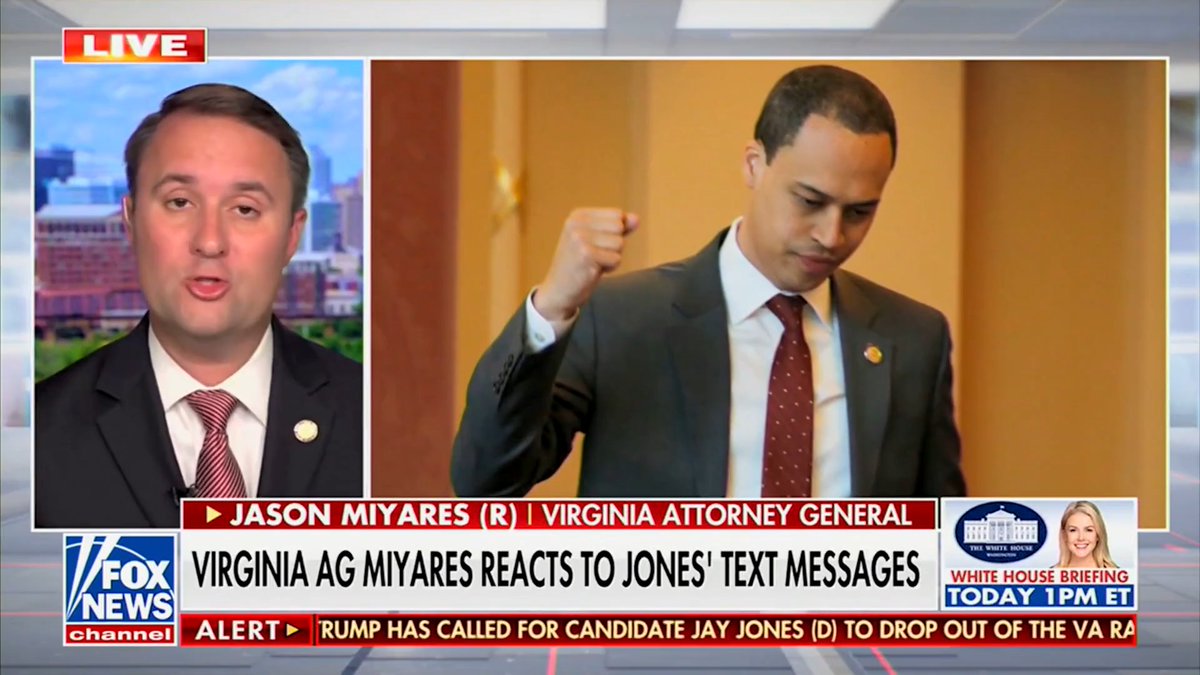 Virginia AG Jason Miyares on his Democrat opponent Jay Jones’ text messages fantasizing about violence against Republicans: “He is totally disqualified in serving as the attorney general of Virginia. I think the voters will disqualify him as well.”