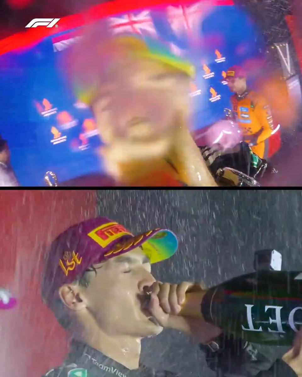 The only way to cool off after winning the Singapore Grand Prix 🤩🍾 #F1 #SingaporeGP