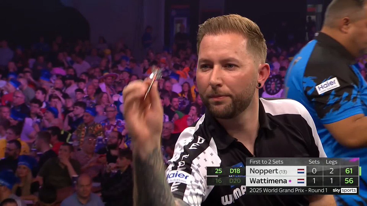 LEVEL GAME! What a response from Danny Noppert! Having lost the opening four legs, the Dutch number two responds with a three-leg burst to restore parity against Jermaine Wattimena! 📺 #WGPDarts | R1