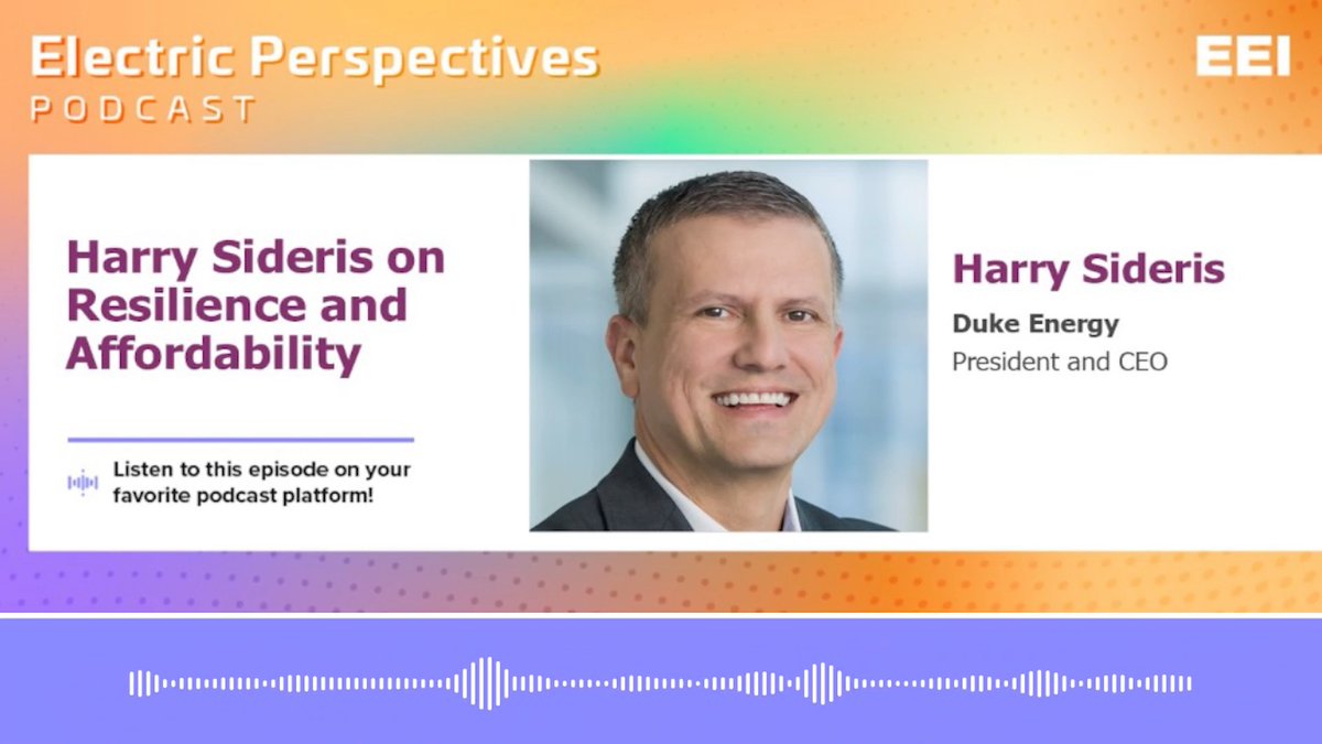 Harry Sideris became the president and CEO of Duke Energy earlier this year after serving in various roles with the company for nearly three decades. On the latest Electric Perspectives Podcast episode, Harry shares his vision for Duke Energy and reflects on Hurricane Helene, which impacted the Carolinas one year ago. Press play to hear Harry discuss the importance of reliability and affordability. 🎧 Listen to the full conversation now:
