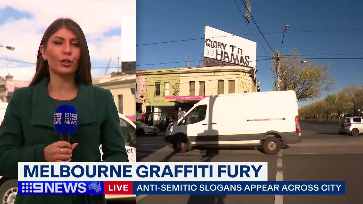 Residents have woken to a series of anti-Semitic slogans and graffiti, on the anniversary of the October 7 attacks. Gillian Lantouris #9News