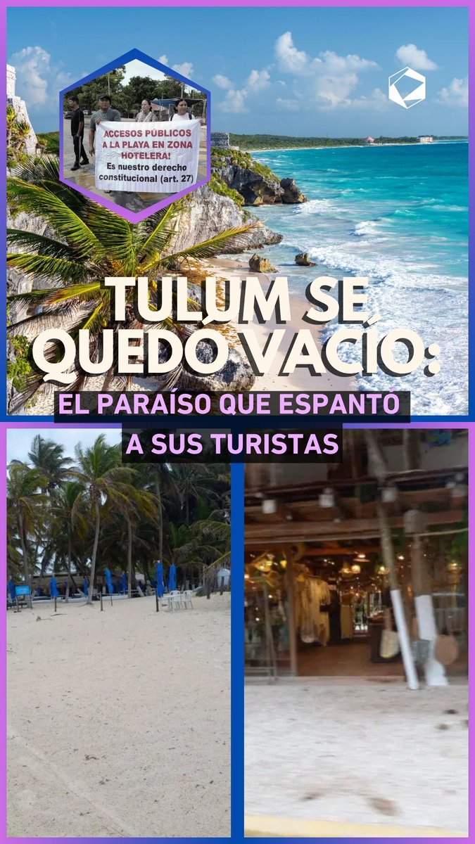 🚨#Tulum atraviesa su peor temporada turística en años: hoteles y restaurantes reportan menos del 40 % de afluencia. Los precios elevados e inseguridad pasan factura al destino