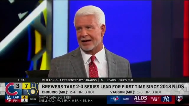 "The number of power arms that the Milwaukee Brewers can run out there..." - Steve Phillips #MLBTonight reacts to the Brewers taking the first two games of the #NLDS at home.