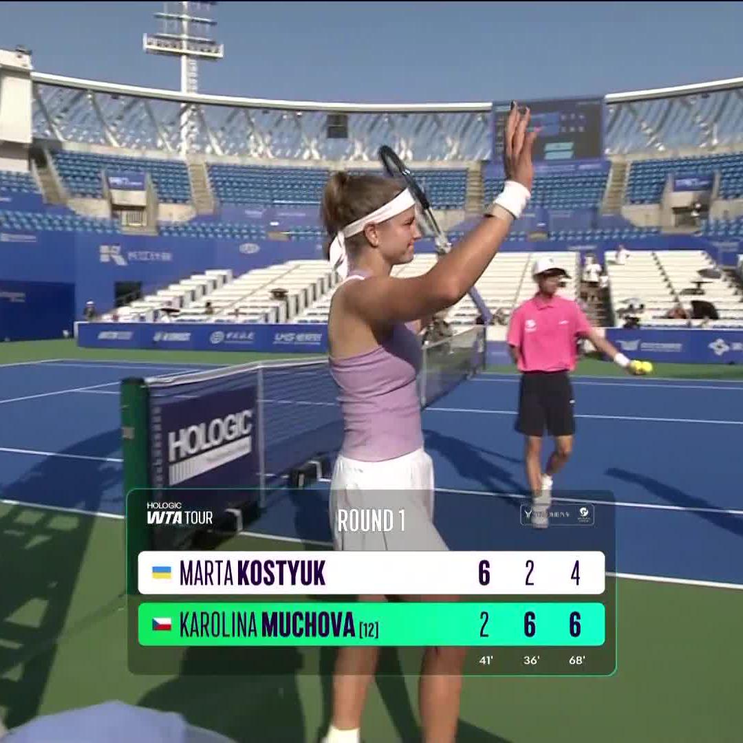 Karolina comes back 👊 Karolina Muchova overcomes Kostyuk 2-6, 6-2, 6-4 in Wuhan. #WuhanOpen