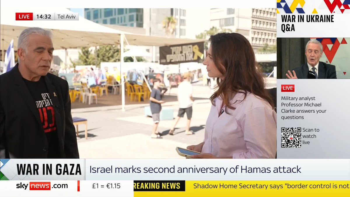 Israel's leader of the opposition Yair Lapid tells Yalda Hakim about his concern for the safety of his daughter, who has autism, on 7 October 2023 as sirens marked the start of Hamas' surprise attack on Israel. 📺 Sky 501, Virgin 602 and YouTube