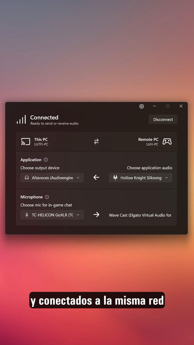 Presentamos Wave Cast. Simplifica la configuración de audio para tu dual PC: ✨ Emparejamiento automático, sin necesidad de hardware 🎮 Enruta cualquier aplicación o todo 🔄 Control desde cualquier PC Ya disponible:
