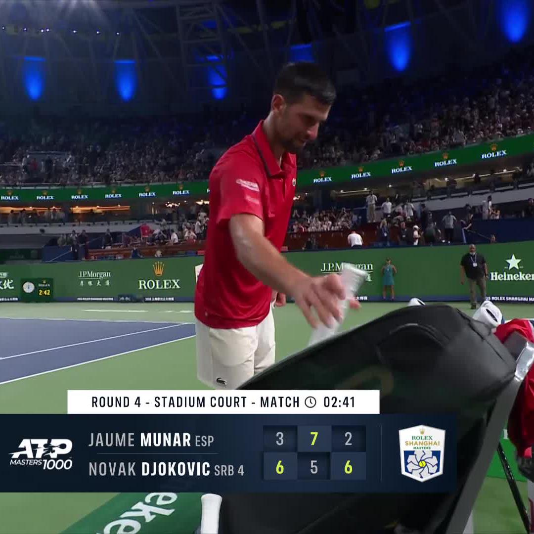 An UNREAL comeback 🙌 From off the ropes Novak Djokovic somehow overcomes physical issues and sublime tennis from Munar as he wins 6-3 5-7 6-2 🔥 #RolexShanghaiMasters