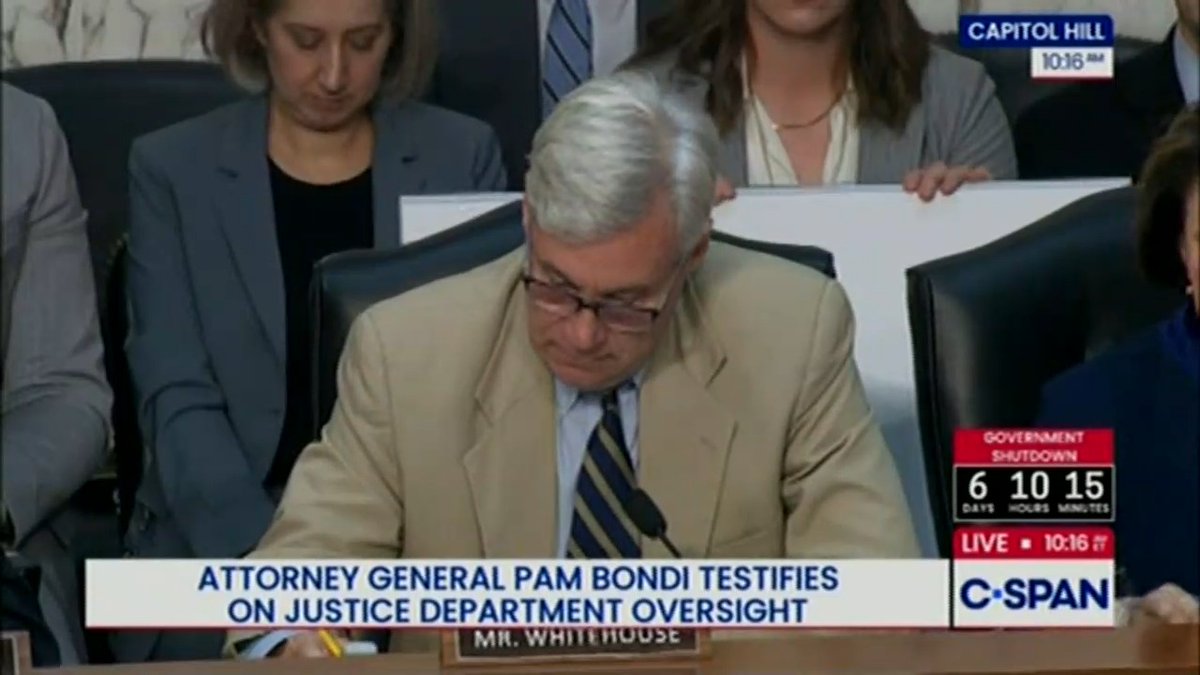 Sen. Whitehouse: What became of the $50,000 in cash that the FBI paid to Tom Homan? Bondi: Homan was subjected to a full review by the FBI and DOJ. They found no credible evidence of any wrongdoing. Sen. Whitehouse: And that was not my question. My question was what became of the $50,000 in cash? Bondi: I'd look at your facts. Sen. Whitehouse: I can see I'm not going to get a straight answer from you