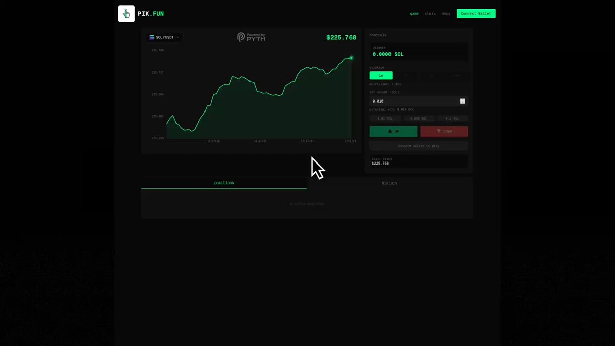 $pik is live on Mainnet ! Predict. Win. Fast. Up or down? 1-15 minutes. Powered by Solana + Pyth Network 🔮 📊 Pyth oracle settlements 💰 Instant payouts CA: Gfvayte2S8QofiRsSXhdX1XX1CbcXvZP9jJkAU5Ypump