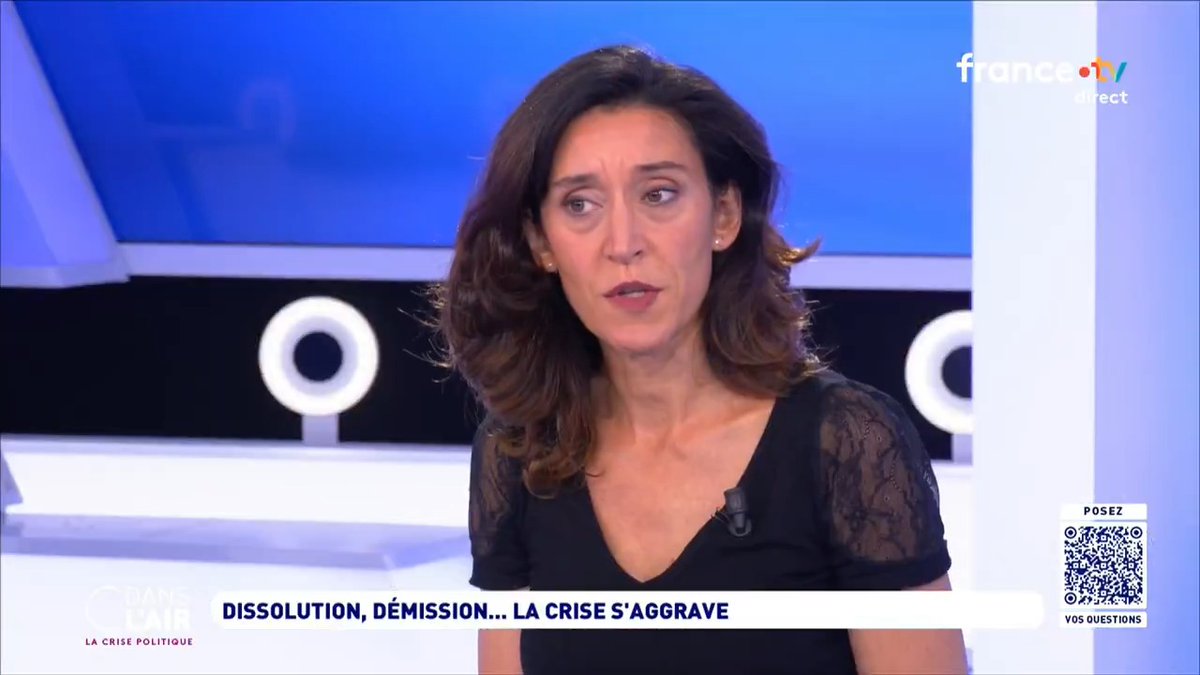 "L'intérêt du RN c'est d'aller à la dissolution. On se retrouverait avec un RN très fort qui aurait soit la majorité absolue, soit la majorité relative qui ne lui permettrait pas de gouverner seule. Vous imaginez la pression des électeurs de droite sur LR ?". NathalieSchuck #cda