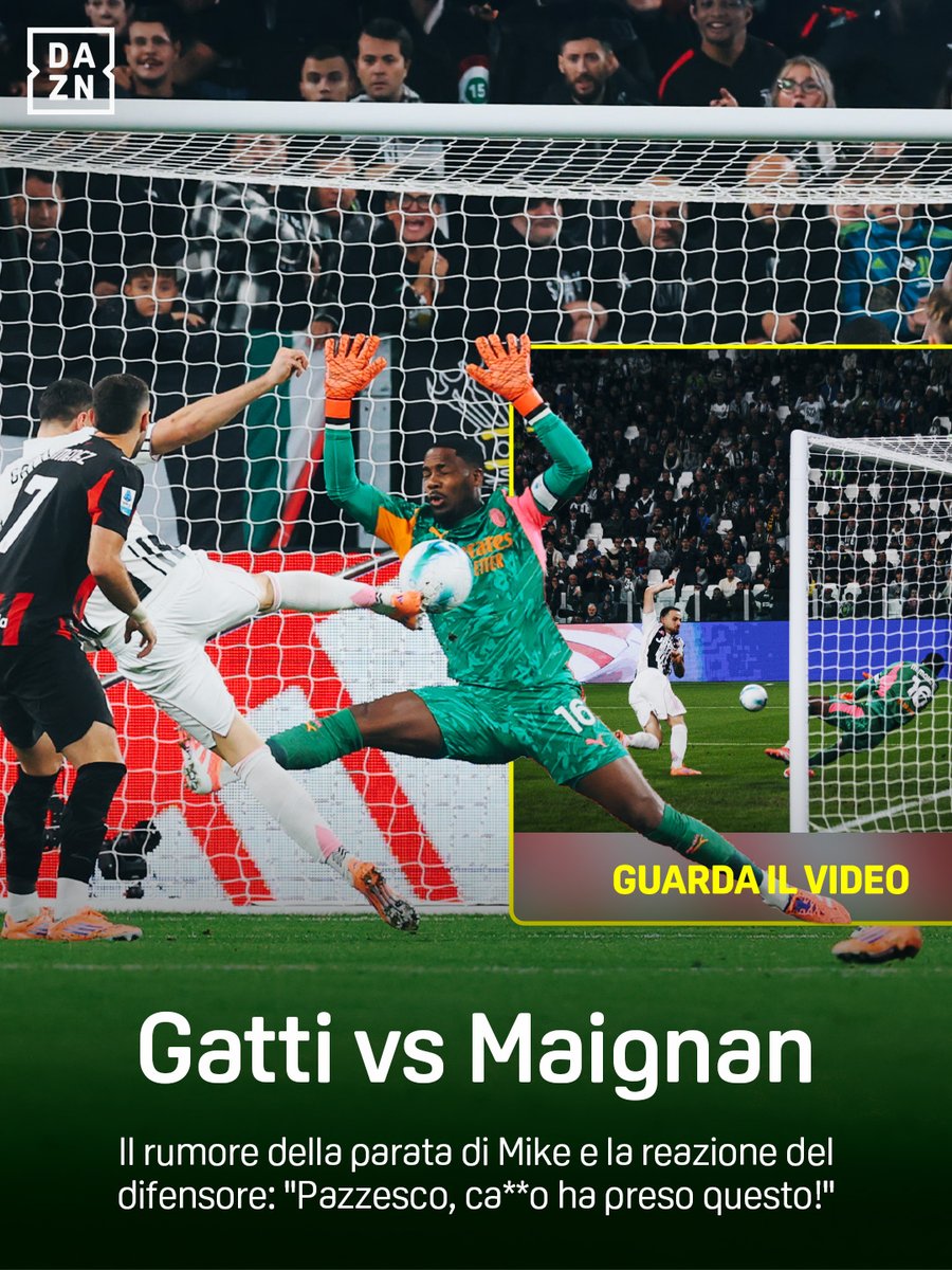 โ๏ธ #Gatti ๐ #Maignan ๐งค "๐ท๐จ๐๐๐ฌ๐บ๐ช๐ถ, ๐๐**๐ ๐๐ ๐๐๐๐๐!" ๐ฌ Il rumore della parata รจ: ๐๐ณ ๐ค Davide Bernardi BordoCam #JuveMilan รจ disponibile ora su #DAZN! ๐ฒ