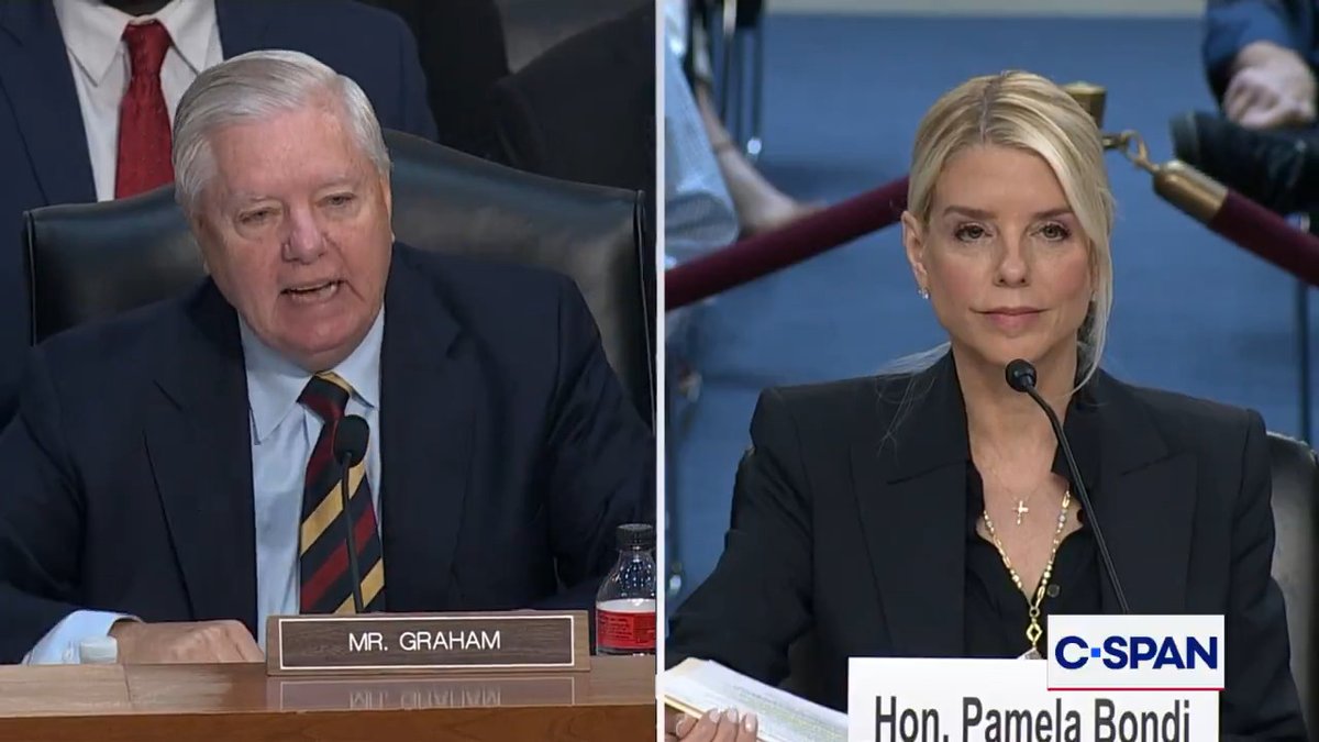 Sen. Lindsey Graham: "Can you tell me why my phone records...were sought by the Jack Smith agents? Why did they ask to know who I called and what I was doing from January 4th to the 7th? Can you tell me that? Attorney General Pamela Bondi: "No Senator. And there were eight Senators in total."