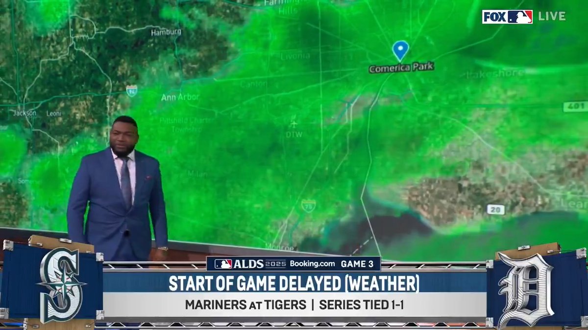 Mr. Meteorologist David Ortiz returns as the Tigers and Mariners will start in a weather delay