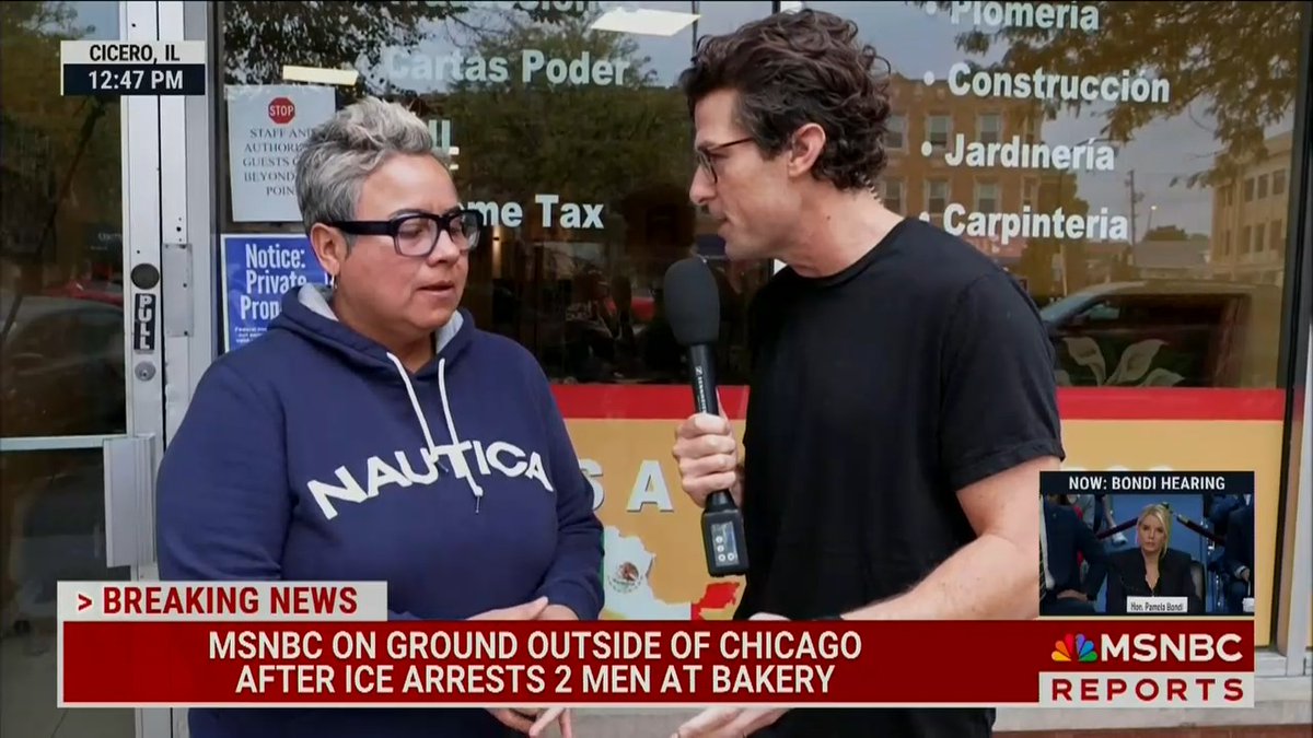 Q: Trump says he's going after the worst of the worst. Is this a dangerous neighborhood? Chicago resident: No, not at all. The gentlemen were on the inside of the bakery, just getting a cup of coffee. I saw them being taken by the agents. Mario has been a customer for years. Wonderful people, not criminals at all. And he's ill, he needs his medication.