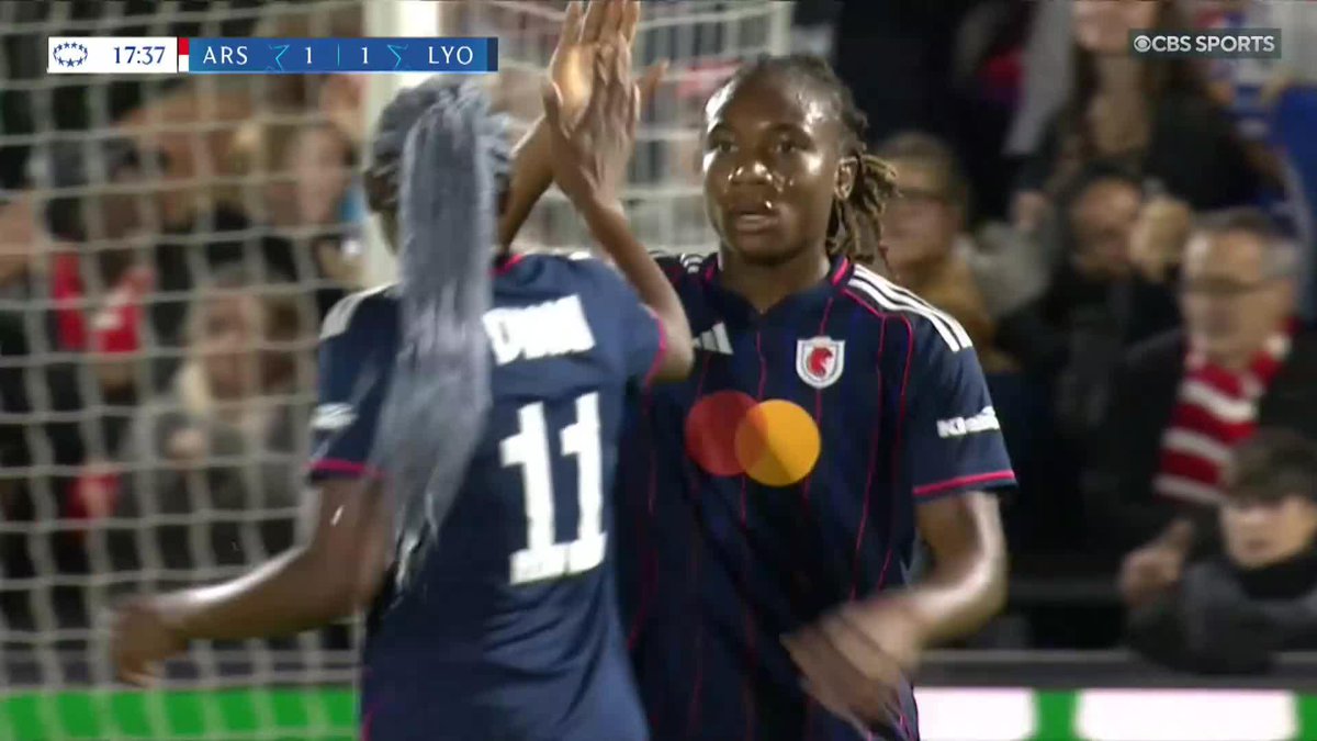 Melchie Dumornay scores twice in five minutes to give Lyon the lead against UWCL holders Arsenal 😤 (via W Golazo)