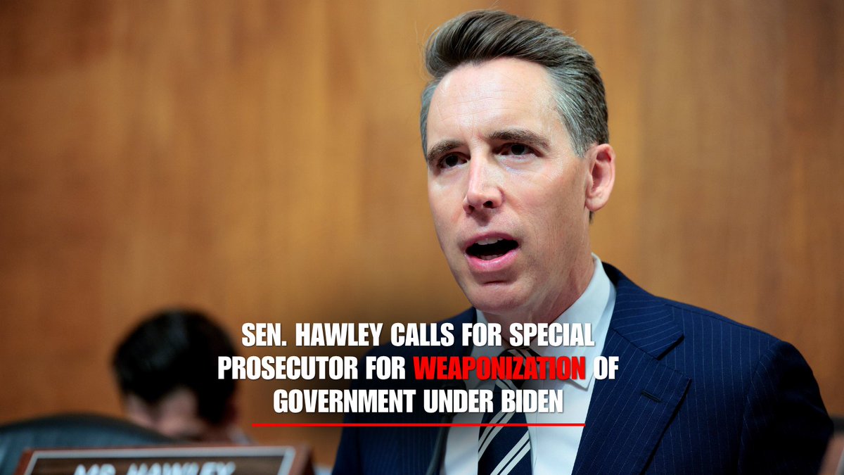 WATCH: Sen. Hawley calls for a special prosecutor to investigate the alleged weaponization of government under the Biden admin — urging full transparency and accountability: “This chapter in American history needs to come to a close — never to be opened again.”