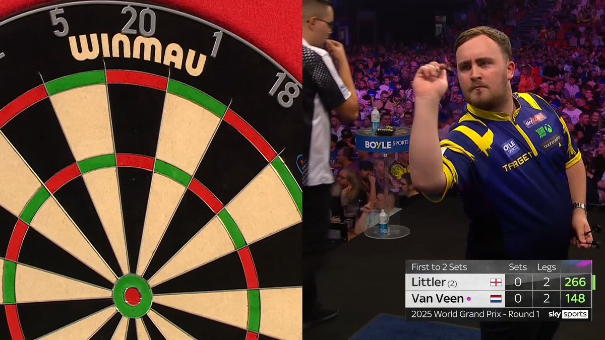 LITTLER TAKES THE OPENER! This is magical stuff! Luke Littler breaks the Gian van Veen throw at the most crucial time, as he pins the 86 checkout to lead 1-0! 📺 #WGPDarts | R1