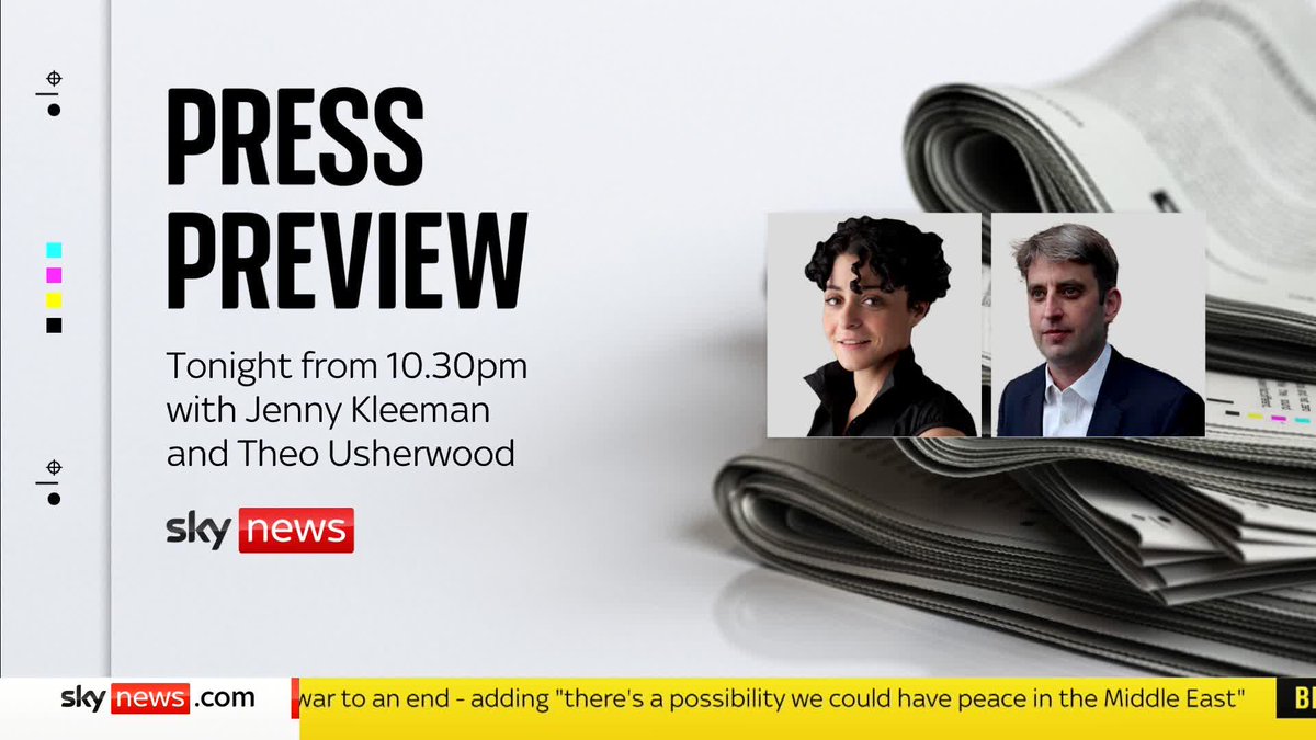 What's coming up on the Press Preview? 📰 Anna Botting will be joined by Jenny Kleeman and Theo Usherwood for a first look at tomorrow's top stories. 🕥 10.30pm 📱 📺 Sky 501, Virgin 602 and Freeview 233