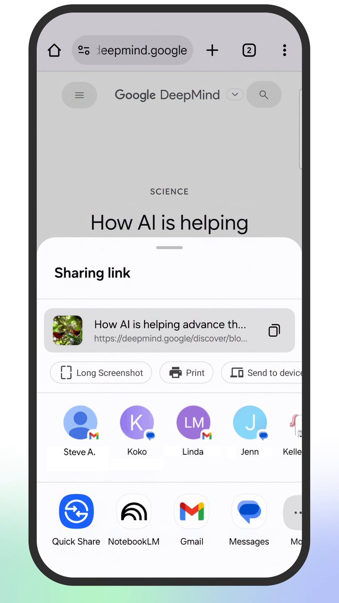 Did you know you can add sources to NotebookLM from anywhere on your phone? Whether you're reading an article, watching a video, or doom scrolling— if you want to learn more, just share that page directly to NotebookLM to add it to an existing notebook or create a new one.