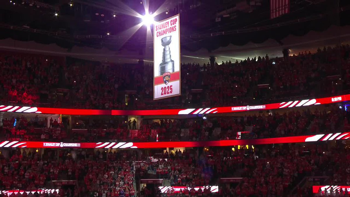 The Florida Panthers have raised their 2025 Stanley Cup Banner!🏆