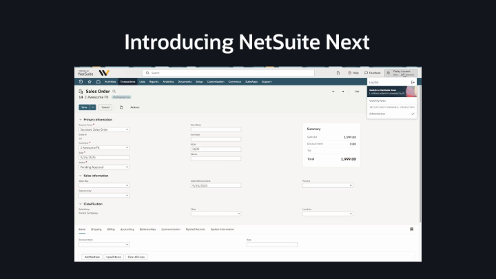 The next generation of the suite is here...NetSuite Next! It’s where your business meets AI. Ask Oracle, SuiteAgents, AI Canvas, and more turn your system of record into a system of insight, action, and collaboration. Get ready for what’s 𝘯𝘦𝘹𝘵: