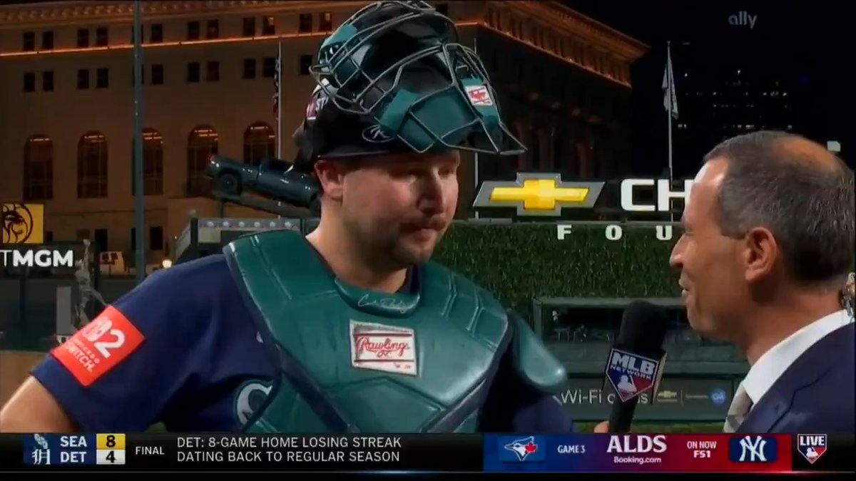 Cal Raleigh and the Seattle Mariners are one win away from advancing to the ALCS for the first time since 2001! The All-Star backstop caught up with Jon Morosi after tonight's victory. #SeizeTheMoment