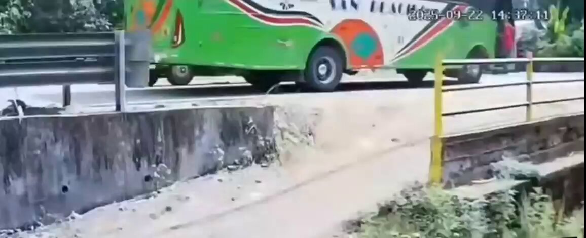 He (the bus driver) claims his brakes failed, so he jumps out of the bus, right before all of his passengers smash into the other bus.