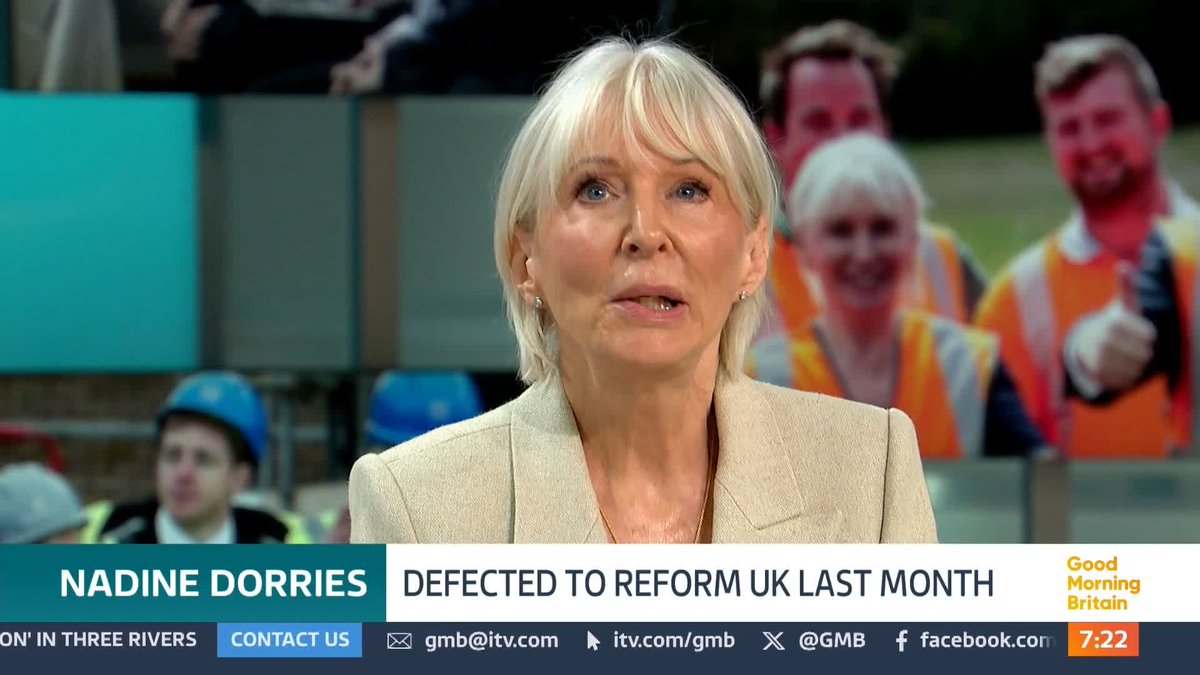'I think Robert Jenrick is going to be leading the Conservative party very soon,' says Rt Hon Nadine Dorries. Ed Balls and Susanna Reid question her about the future of the Conservatives after she jumped ship to Reform UK last month.