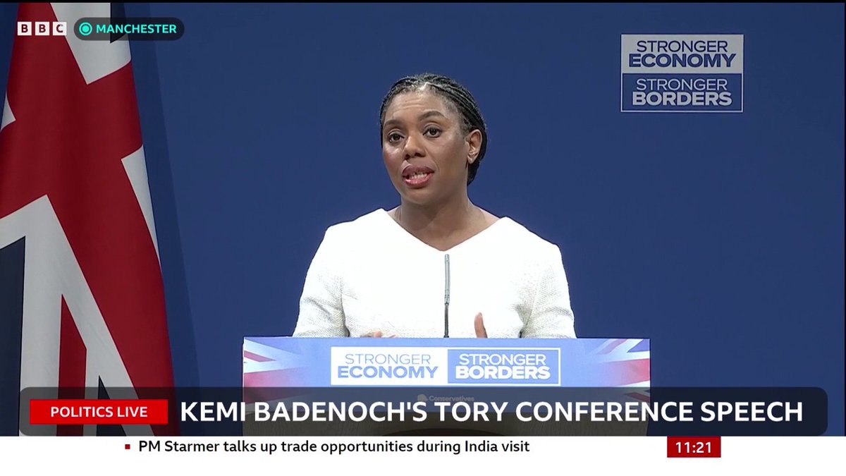 Kemi Badenoch tells conference the Conservatives are the only party that can deliver a stronger economy and stronger borders A weak economy and weak borders mean steady decline, the party’s leader says Follow live: