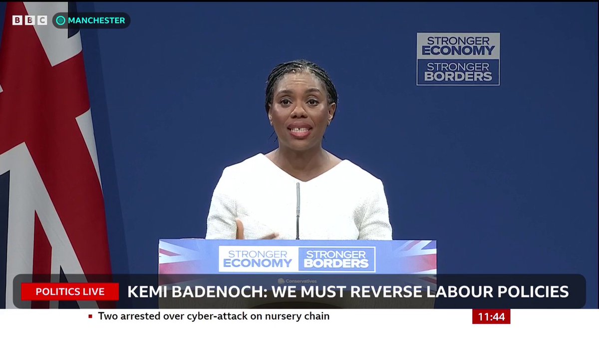 Kemi Badenoch says her party plans to cut welfare spending, with "British benefits for British citizens" "Labour, Lib Dems, Greens and Reform are demanding more welfare spending. They don't care that it's not fair, but we do" Follow live: