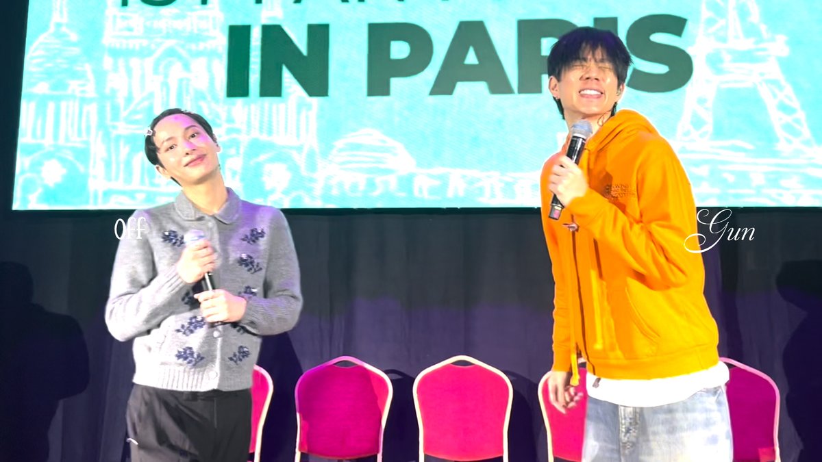 Coucou nos babies 💚 Ou êtes vous ? Nous voilààà ! On est là pour vous On a hâte de vous voir très bientôt ! 💚 #OffGun1stFMinParis #OffGun1stEuropeanTour #GMMTV Tumcial ATTHAPHAN PHUNSAWAT