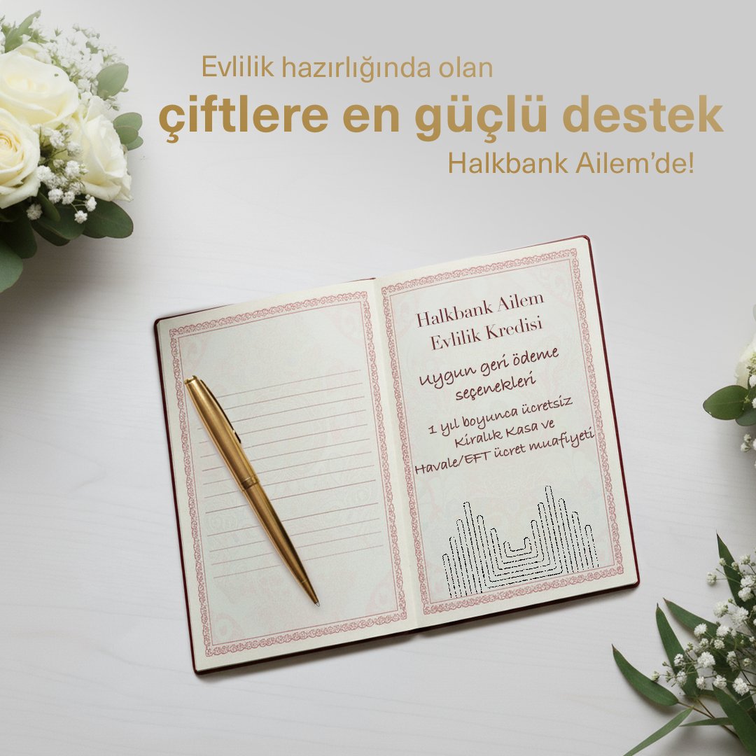 Evlilik hazırlıklarınızda Halkbank Ailem Evlilik Kredisi ile yanınızdayız. 👰🤵 Mobilyadan ev tekstiline, düğünden balayına kadar hazırlık sürecinizin her adımında ihtiyaç duyduğunuz finansal desteği sağlıyoruz. Detaylı bilgi için web sitemizi ziyaret edebilirsiniz.