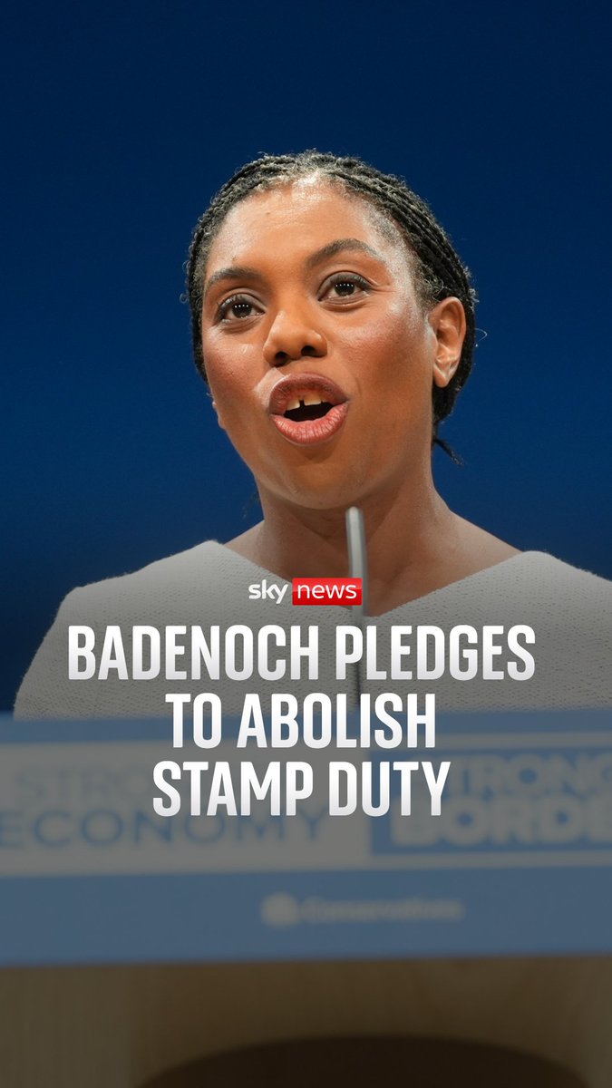 Kemi Badenoch has promised to axe stamp duty if she gets into power. The Tory leader said the money for this policy will be found from the cuts previously announced in her keynote speech, which included a £23bn cut in welfare spending. Read more 👉
