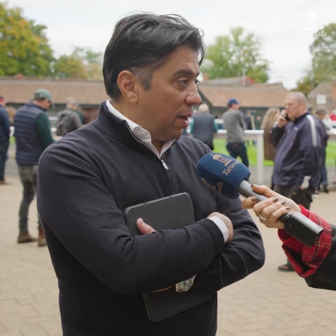 😁 "It's a family we know.. we had to have him!" Kia Joobrabchian of Amo Racing chats to Gina Bryce on their purchase of the Wootton Bassett ½-brother to Crypto Force for 2,200,000gns at #TattsOctober Book 1.
