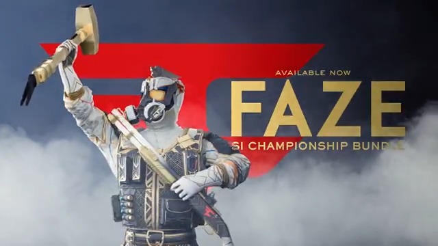 We got the Hammer. Now you can share the glory. The FaZe SI Championship Bundle is available now in the Rainbow Six Esports store.