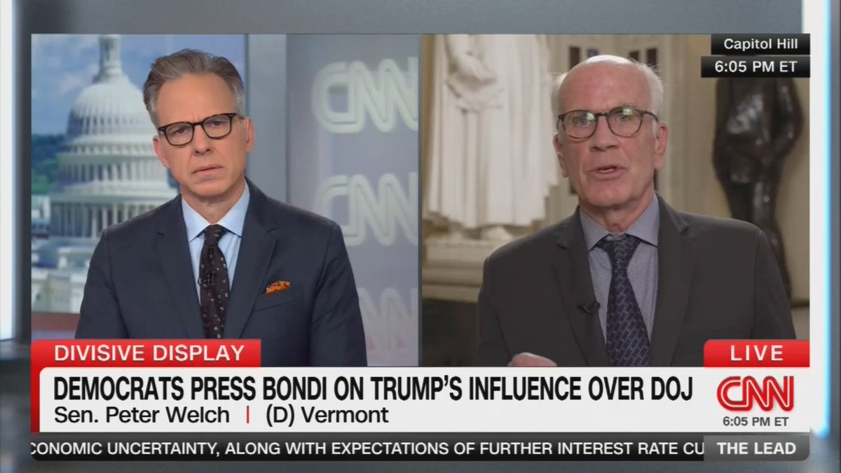 Sen. Welch: Bondi comes in with no intention of answering questions. It's just political theater and it appeals to Trump. Her loyalty to her role of equal justice under the law is really questionable.