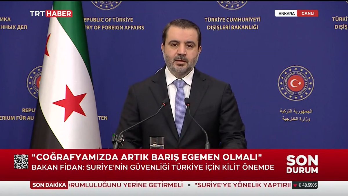 "Türkiye'ye teşekkür ediyoruz" Suriye Dışişleri Bakanı Şeybani: 📌"Hükümet olarak da halk olarak da bu olumlu ve yapıcı rolü asla unutmayacağız" 📌"Bugünkü ziyaretimizi, Türkiye ile stratejik ortaklığımız ve derin bağlara dayalı kardeşliğin yeni bir safhası olarak görüyoruz"