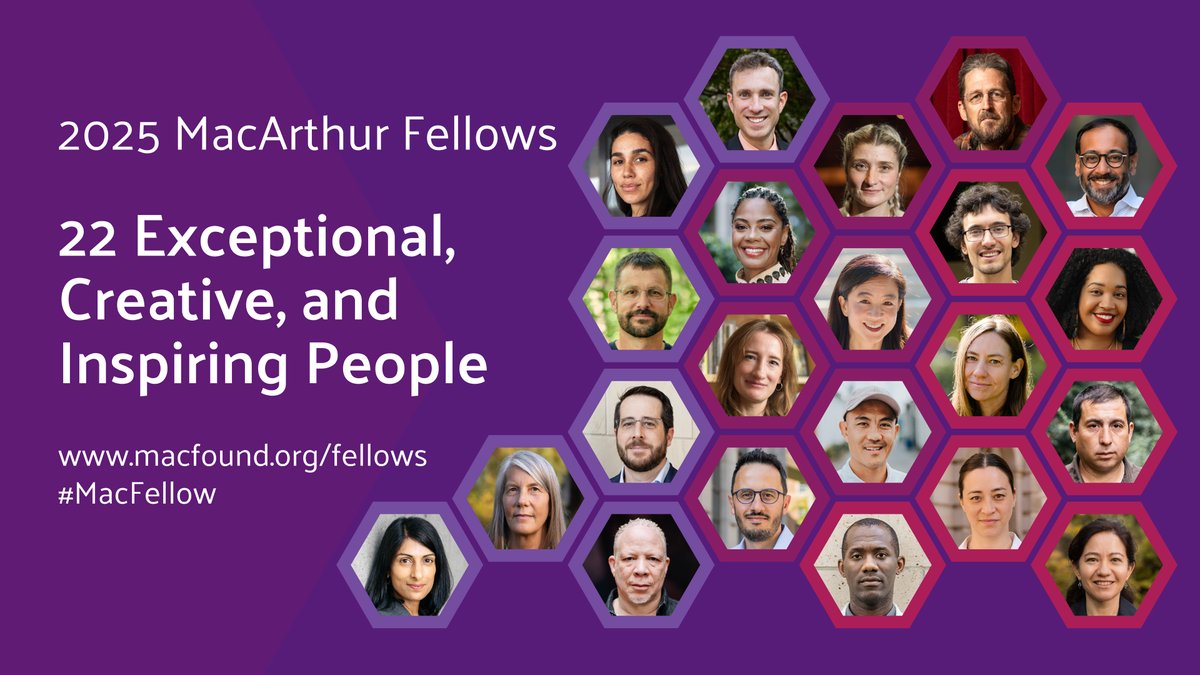 🥳 Meet the 2025 MacArthur Fellows! These 22 exceptionally creative individuals expand the boundaries of knowledge, artistry, and human understanding. #MacFellow