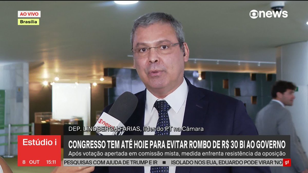 “Não é uma derrota ao governo, estão querendo construir uma derrota ao país”, diz Lindbergh Farias, líder do PT na Câmara, sobre resistência de parlamentares à MP do IOF. #Estúdioi ➡️ Assista à #GloboNews: