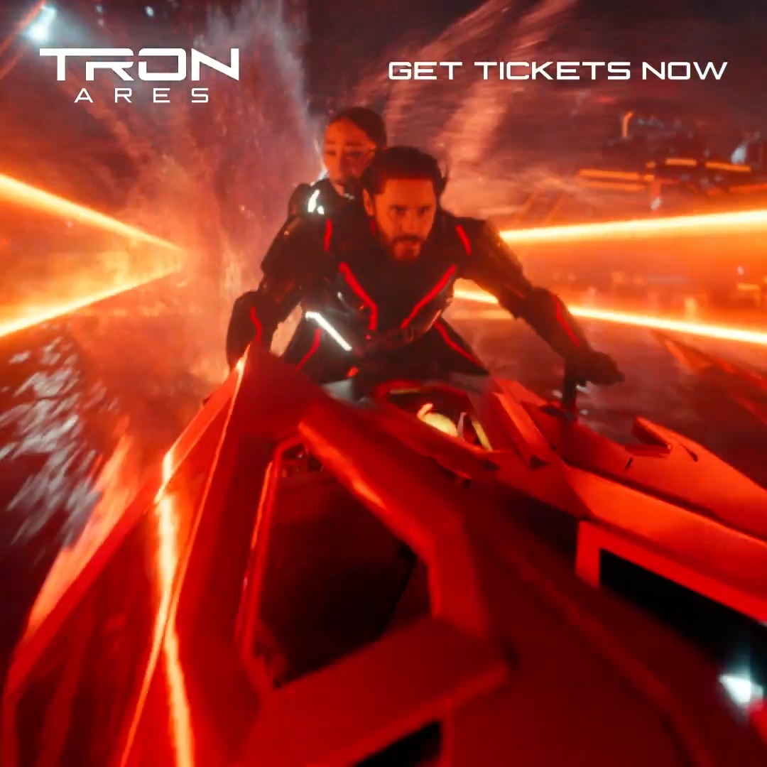 Experience an “absolute rush from beginning to end” and see Tron: Ares in theaters this Friday.