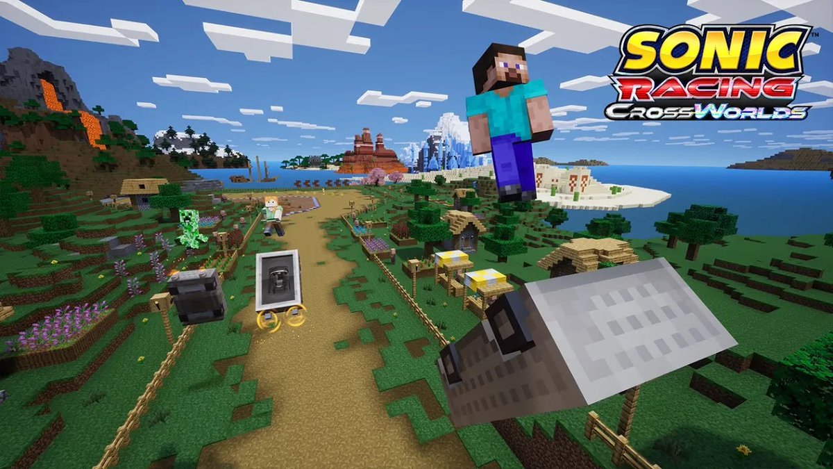 Block off your calendar - the Minecraft Pack is now available! Race as Steve, Alex, or Creeper in the new Minecart vehicle, cruise through a Minecraft-themed course, and enjoy the iconic music of the Overworld! Sonic Racing: CrossWorlds is available now!