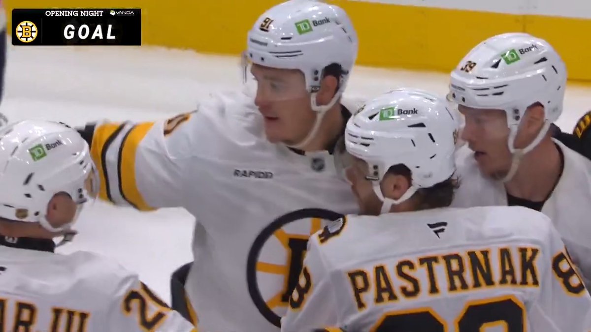 David Pastrnak has scored in four straight season-opening games! 🍝 #NHLFaceoff #NHLStats: 📺: NHLonTNT & Actually HBO Max ➡️